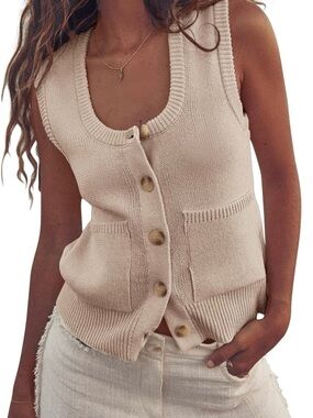 Pretty Garden Knit Button-Front Sweater Vest